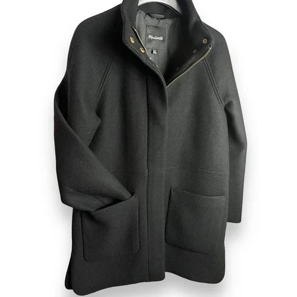 Madewell Estate Cocoon Coat in Insuluxe Fabric, Wool | Size Small, Black NEW - Picture 3 of 10